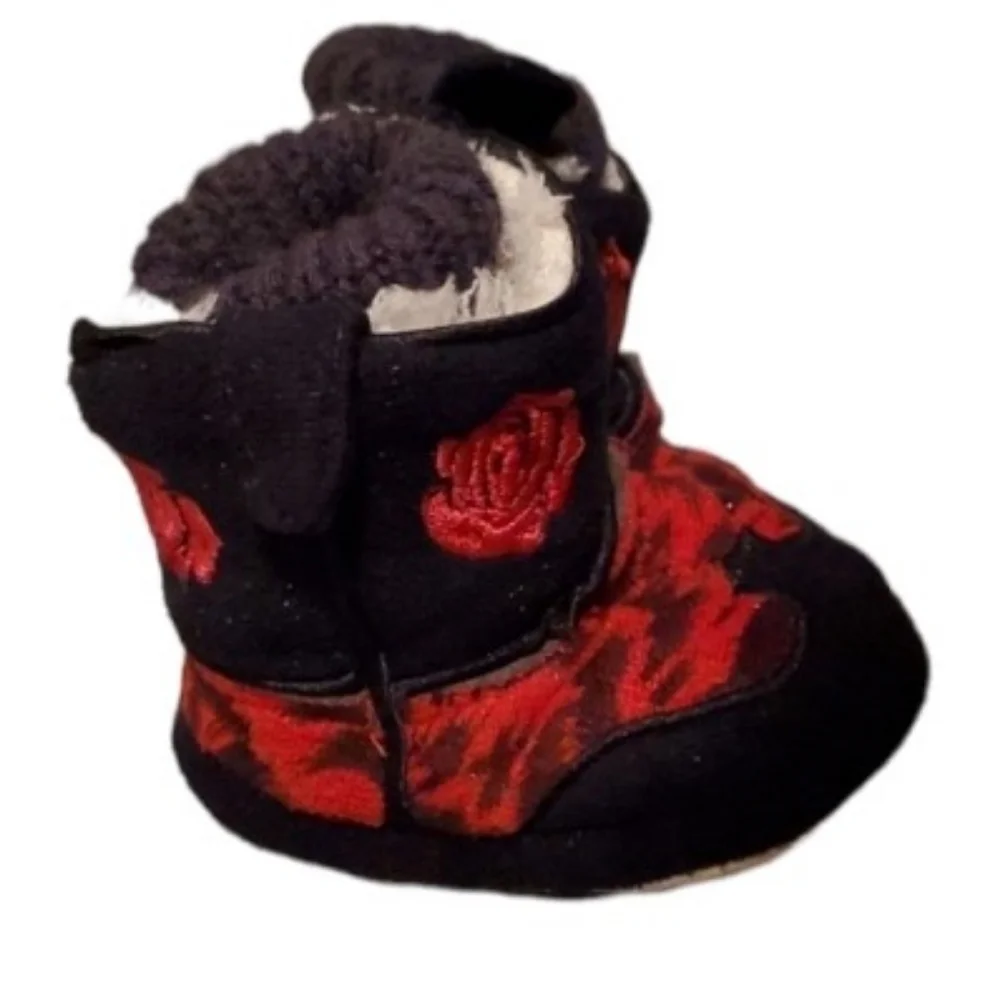 Cowboy Kicker Boots 3-6m Rose Red Black Soft Side